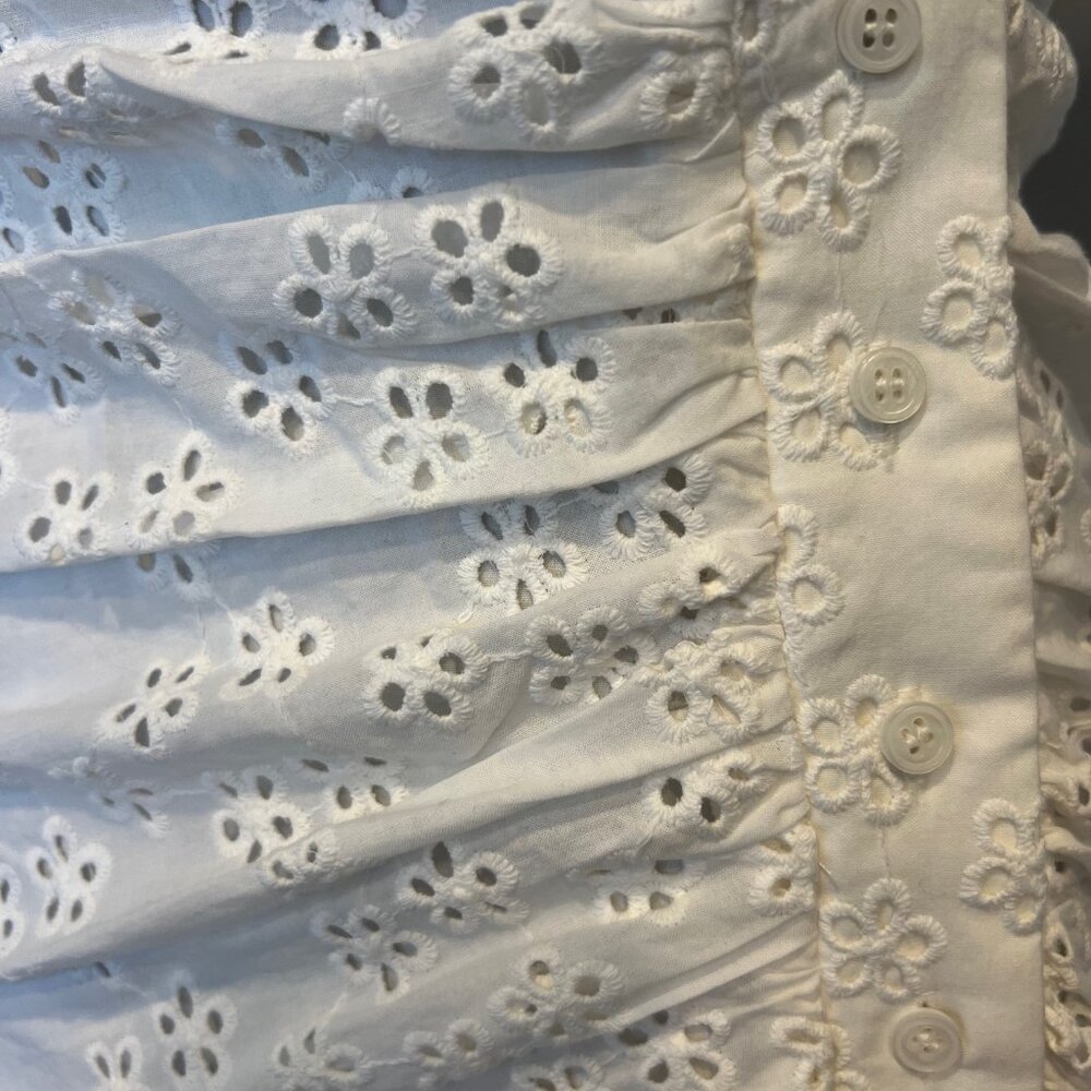 NWT BCBGMaxAzria White Eyelet Sleeveless Ruffled Dress Size 2 - Picture 4 of 7